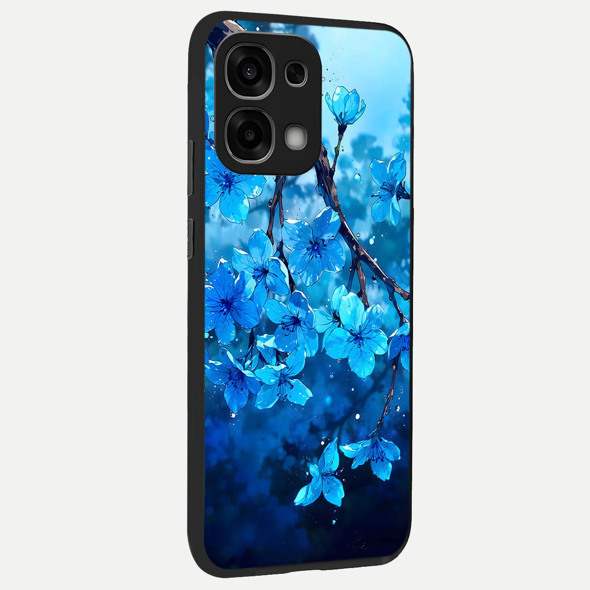 Blue Blossoms Branch back cover For Oppo F33 5G slim fit glass case with vibrant aesthetic design
