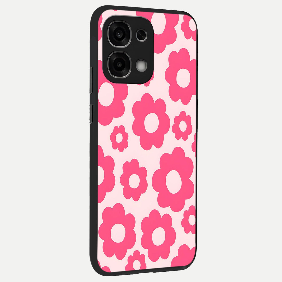 Blush Flower Pop back cover For Oppo F33 5G slim fit glass case with vibrant aesthetic design