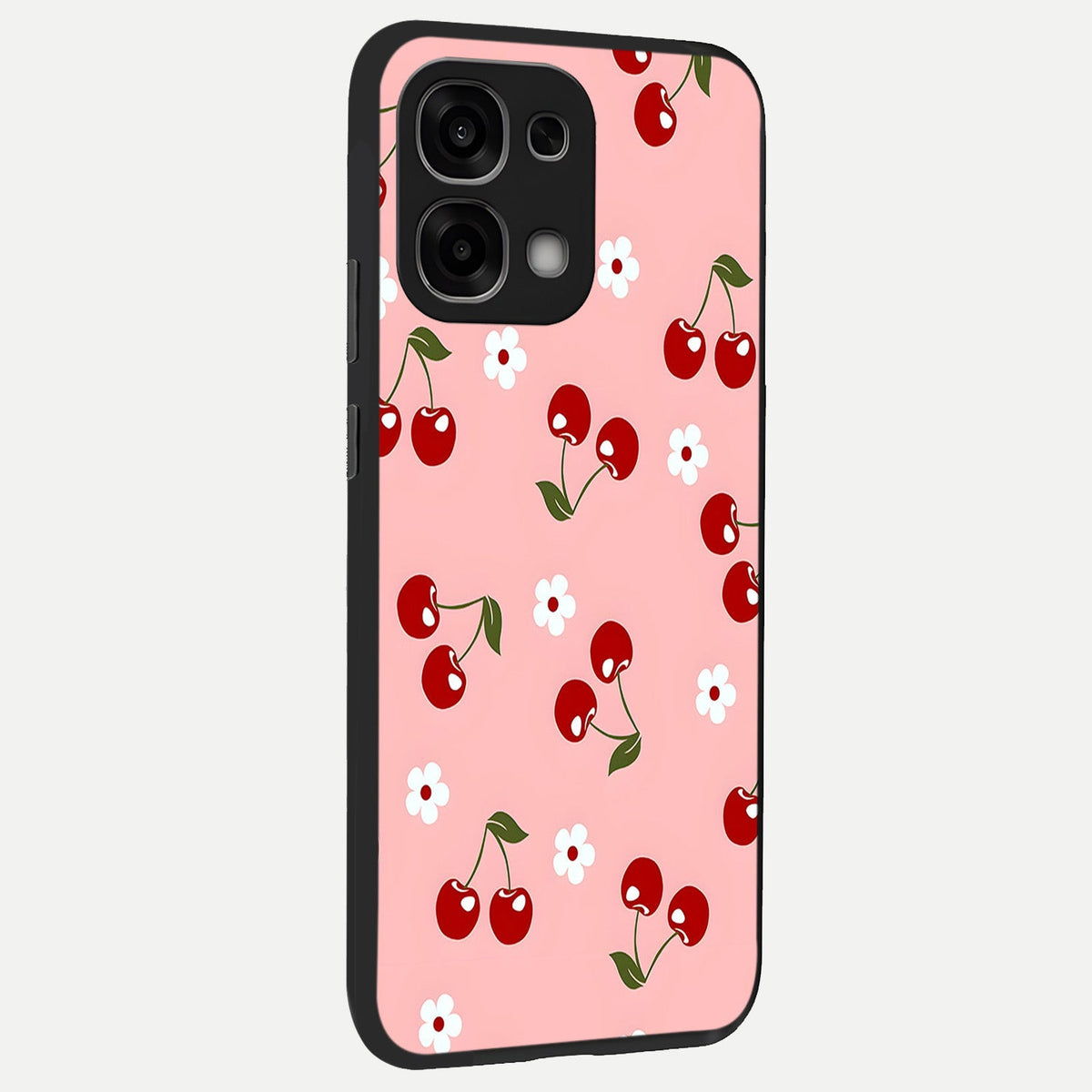 Cherry Love Mood back cover For Oppo F33 5G slim fit glass case with vibrant aesthetic design