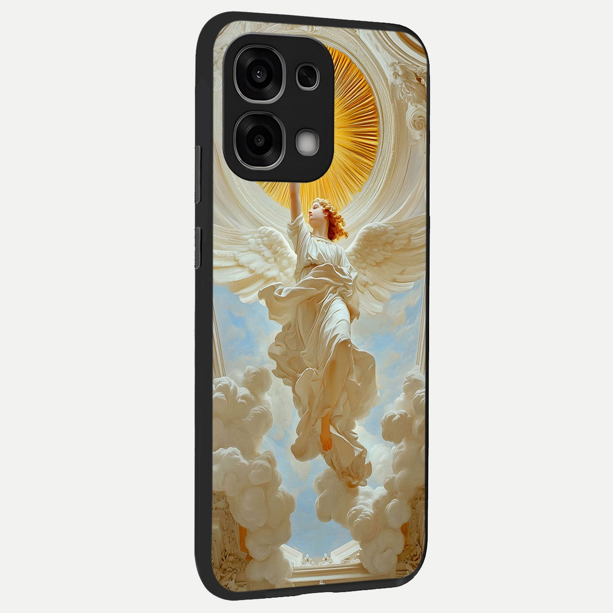 Divine Light Angel back cover For Oppo F33 5G slim fit glass case with vibrant aesthetic design