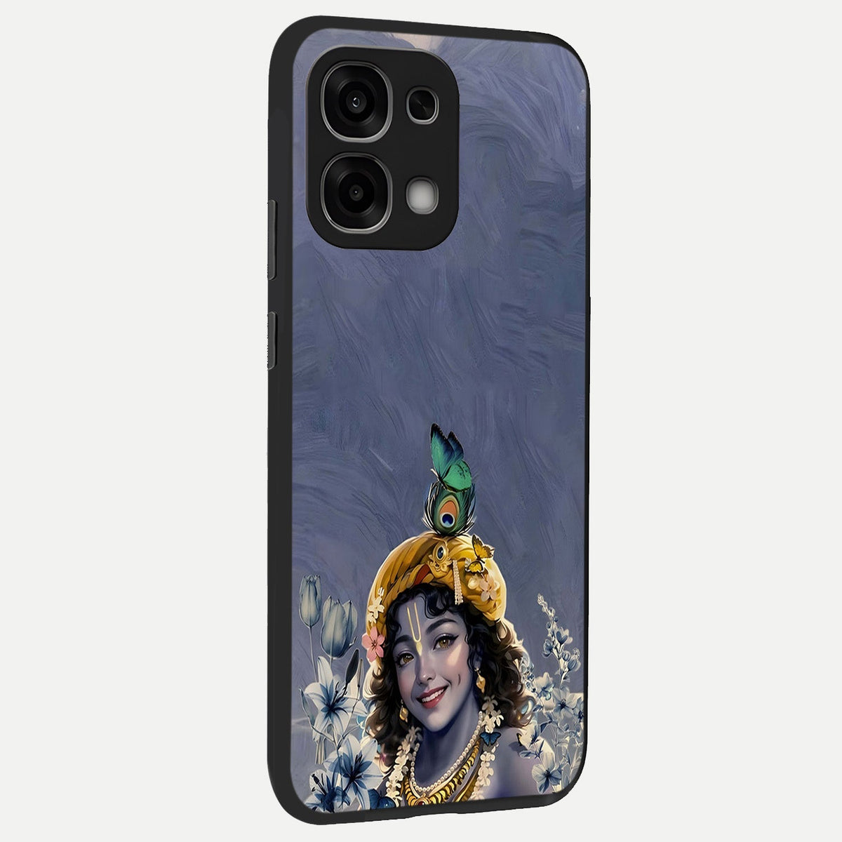 Lord Krishna back cover For Oppo F33 5G slim fit glass case with vibrant aesthetic design