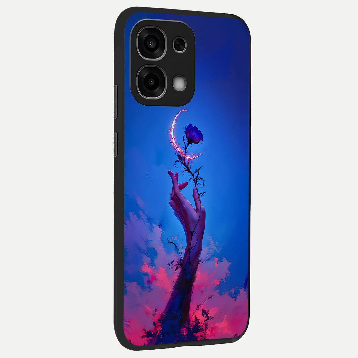 Mystic Hand back cover For Oppo F33 5G slim fit glass case with vibrant aesthetic design
