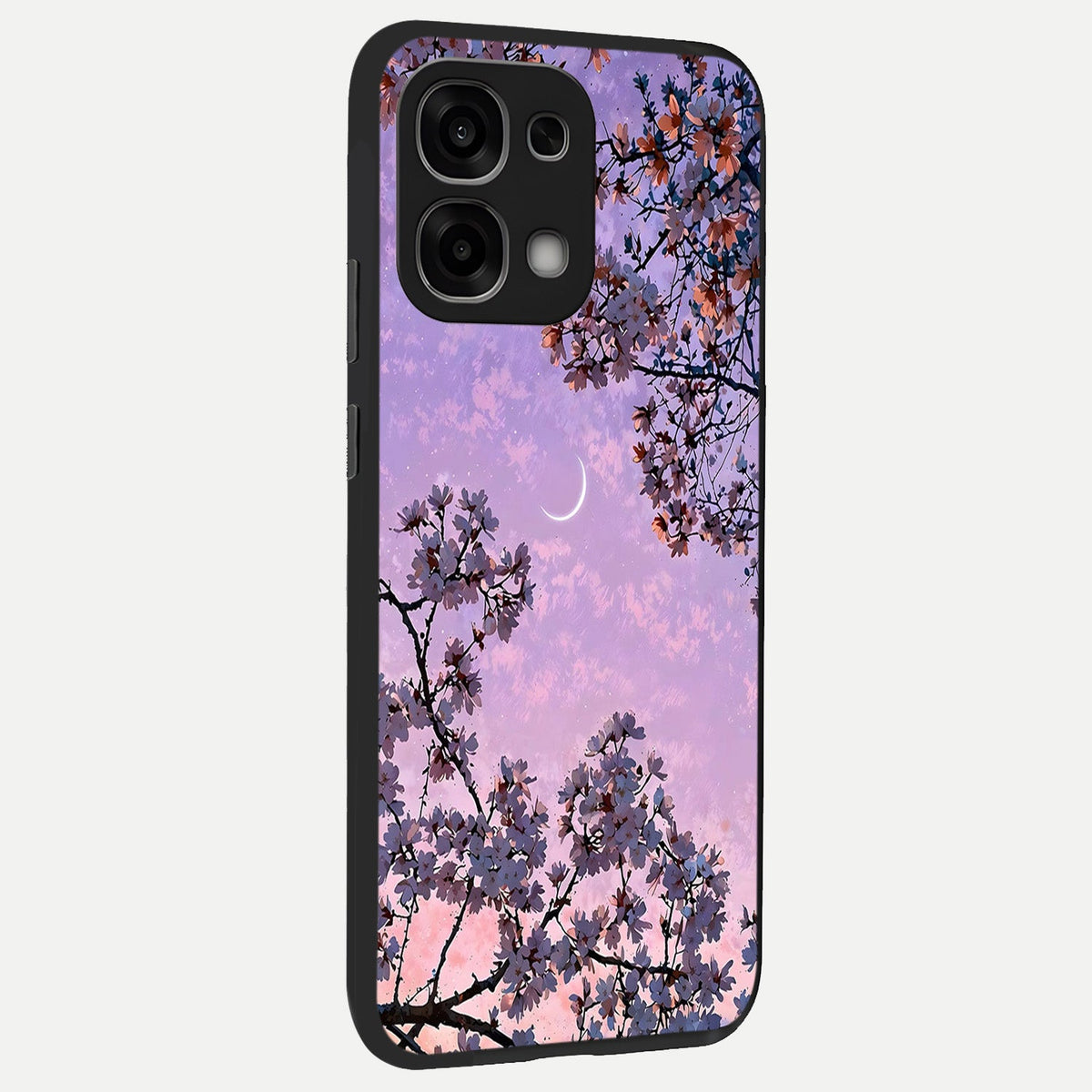 Purple Serenity Moon back cover For Oppo F33 5G slim fit glass case with vibrant aesthetic design