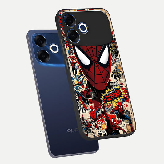 Aesthetic Wonder Spider phone case For Oppo F33 Pro 5G showing premium glass back cover with detailed artwork