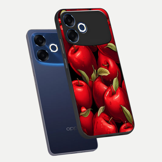 Apple Pattern phone case For Oppo F33 Pro 5G showing premium glass back cover with detailed artwork