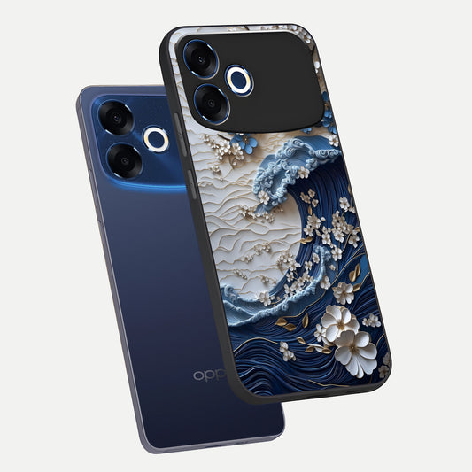 Blossom Wave Art phone case For Oppo F33 Pro 5G showing premium glass back cover with detailed artwork