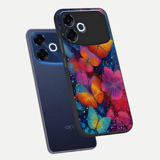 Butterfly Dream Mist phone case For Oppo F33 Pro 5G showing premium glass back cover with detailed artwork