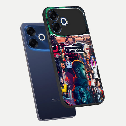 CYBERPUNK Legacy phone case For Oppo F33 Pro 5G showing premium glass back cover with detailed artwork