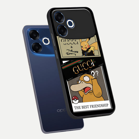 Cartoon Brand Play Mashup phone case For Oppo F33 Pro 5G showing premium glass back cover with detailed artwork