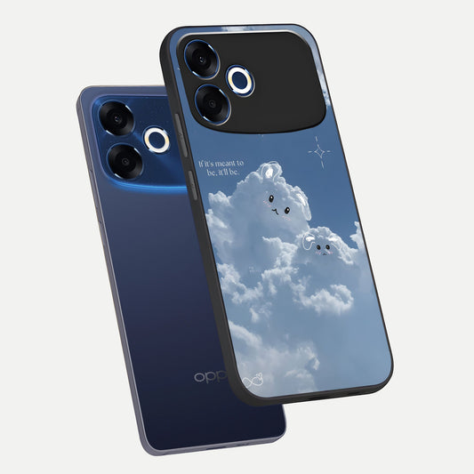 Cloud Bunny Dreams phone case For Oppo F33 Pro 5G showing premium glass back cover with detailed artwork