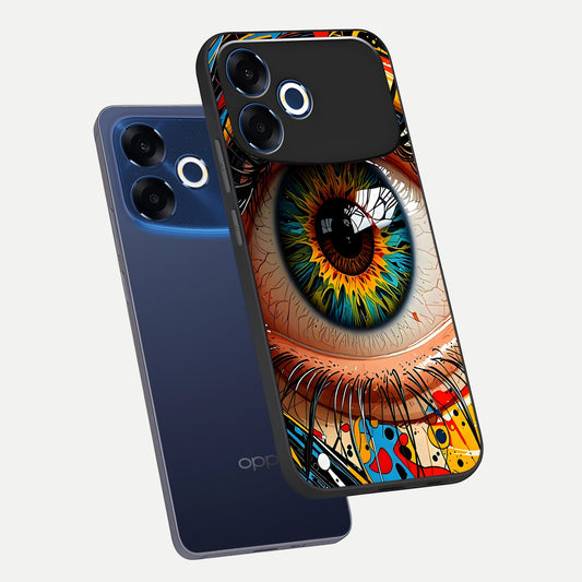 Colorful Eye phone case For Oppo F33 Pro 5G showing premium glass back cover with detailed artwork