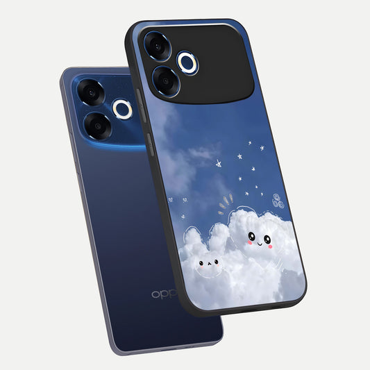 Cute Blossom Cloud phone case For Oppo F33 Pro 5G showing premium glass back cover with detailed artwork