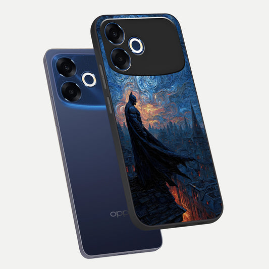 Dark Knight Dusk phone case For Oppo F33 Pro 5G showing premium glass back cover with detailed artwork