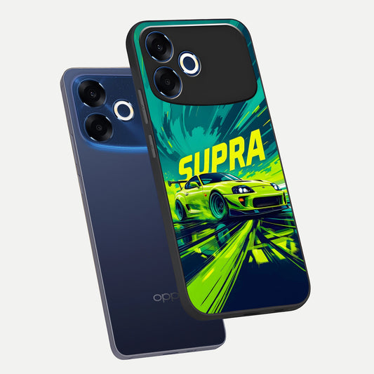 Electric Supra Thunder phone case For Oppo F33 Pro 5G showing premium glass back cover with detailed artwork
