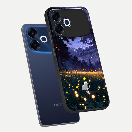 Firefly Meadow Magic phone case For Oppo F33 Pro 5G showing premium glass back cover with detailed artwork