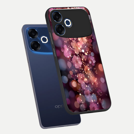Glowing Petal Bliss phone case For Oppo F33 Pro 5G showing premium glass back cover with detailed artwork