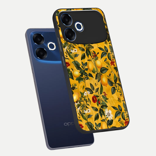 Golden Lemon Field phone case For Oppo F33 Pro 5G showing premium glass back cover with detailed artwork
