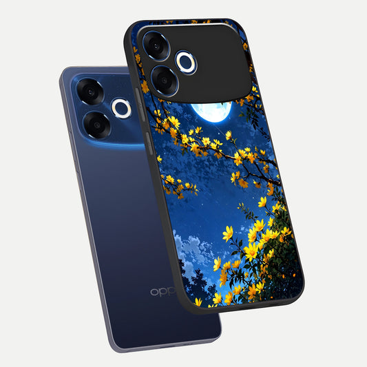 Golden Night Glow phone case For Oppo F33 Pro 5G showing premium glass back cover with detailed artwork