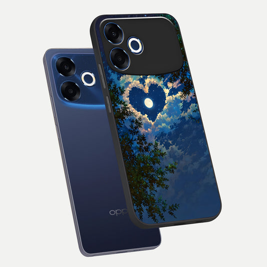 Heart With Moon Sky phone case For Oppo F33 Pro 5G showing premium glass back cover with detailed artwork