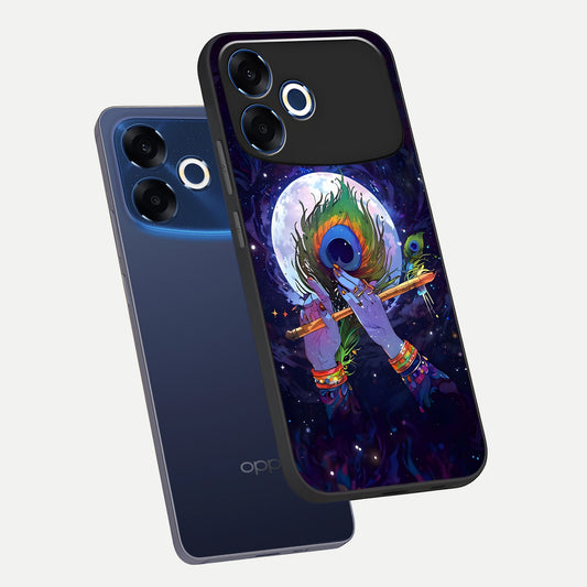 Krishna Hands Art phone case For Oppo F33 Pro 5G showing premium glass back cover with detailed artwork