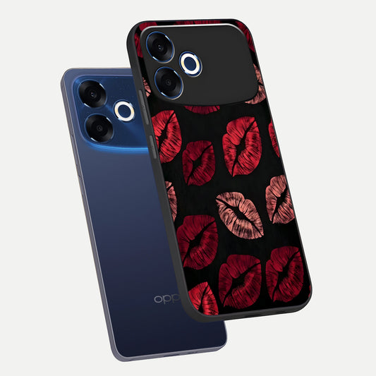Midnight Kiss Love phone case For Oppo F33 Pro 5G showing premium glass back cover with detailed artwork