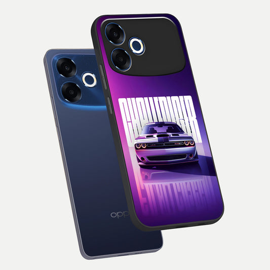 Midnight Muscle Ride phone case For Oppo F33 Pro 5G showing premium glass back cover with detailed artwork