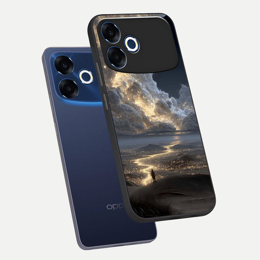Moonlight Spark Path phone case For Oppo F33 Pro 5G showing premium glass back cover with detailed artwork