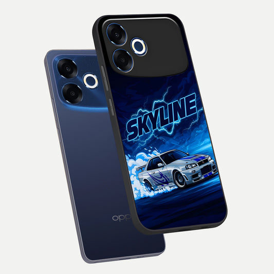 Neon Drift Beast phone case For Oppo F33 Pro 5G showing premium glass back cover with detailed artwork