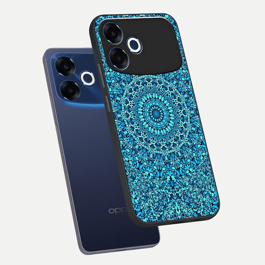 Ocean Bloom Mandala phone case For Oppo F33 Pro 5G showing premium glass back cover with detailed artwork