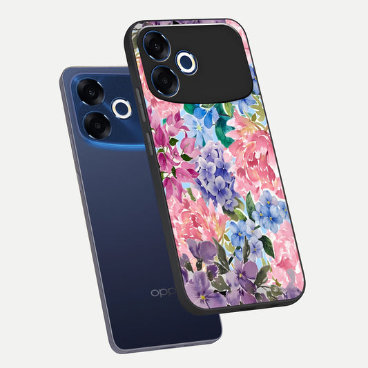 Pastel Floral Mix phone case For Oppo F33 Pro 5G showing premium glass back cover with detailed artwork