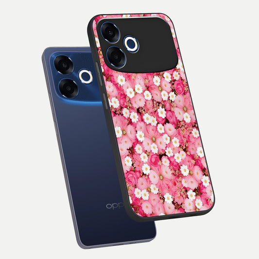 Pink Daisy Bliss phone case For Oppo F33 Pro 5G showing premium glass back cover with detailed artwork