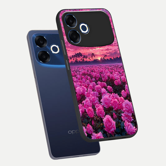 Rose Sunset Valley phone case For Oppo F33 Pro 5G showing premium glass back cover with detailed artwork