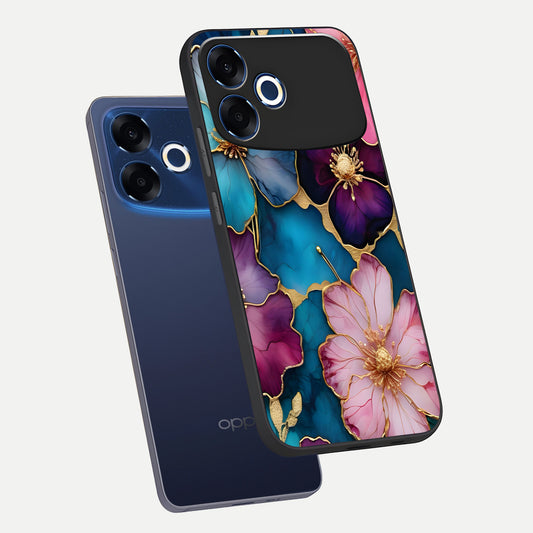 Sparkle Floral phone case For Oppo F33 Pro 5G showing premium glass back cover with detailed artwork