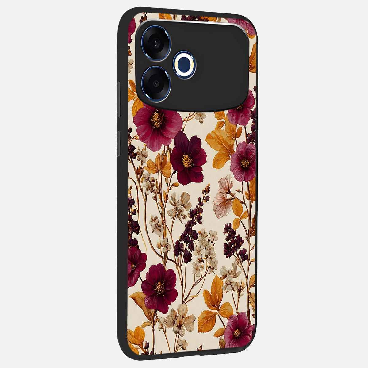 Autumn Wine Bloom back cover For Oppo F33 Pro 5G slim fit glass case with vibrant aesthetic design