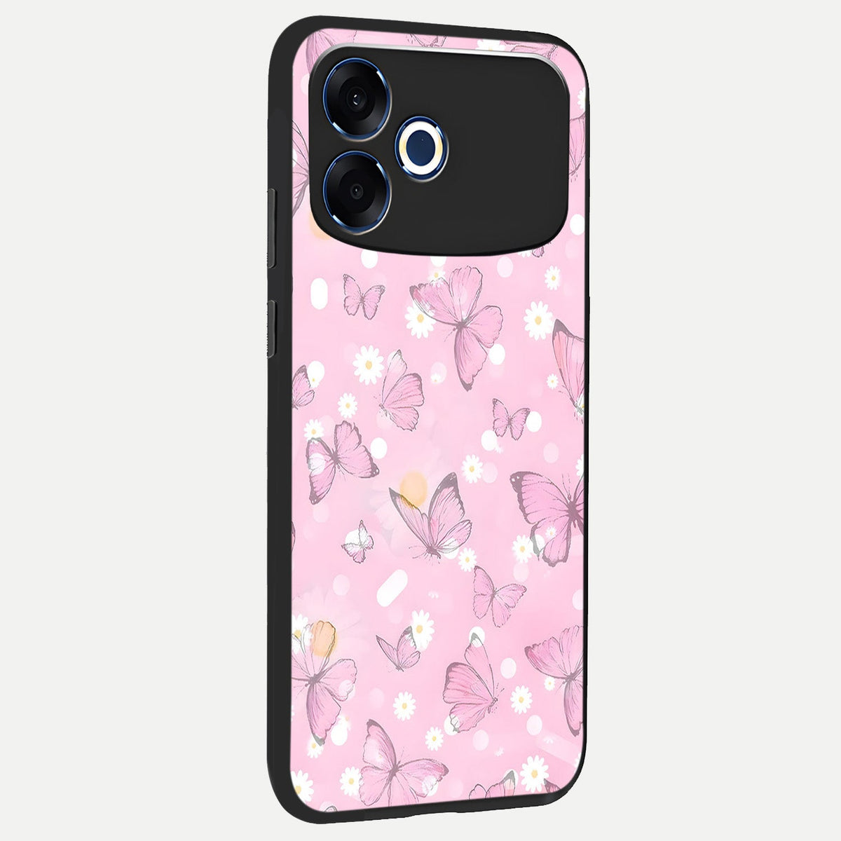 Blush Butterfly Garden back cover For Oppo F33 Pro 5G slim fit glass case with vibrant aesthetic design