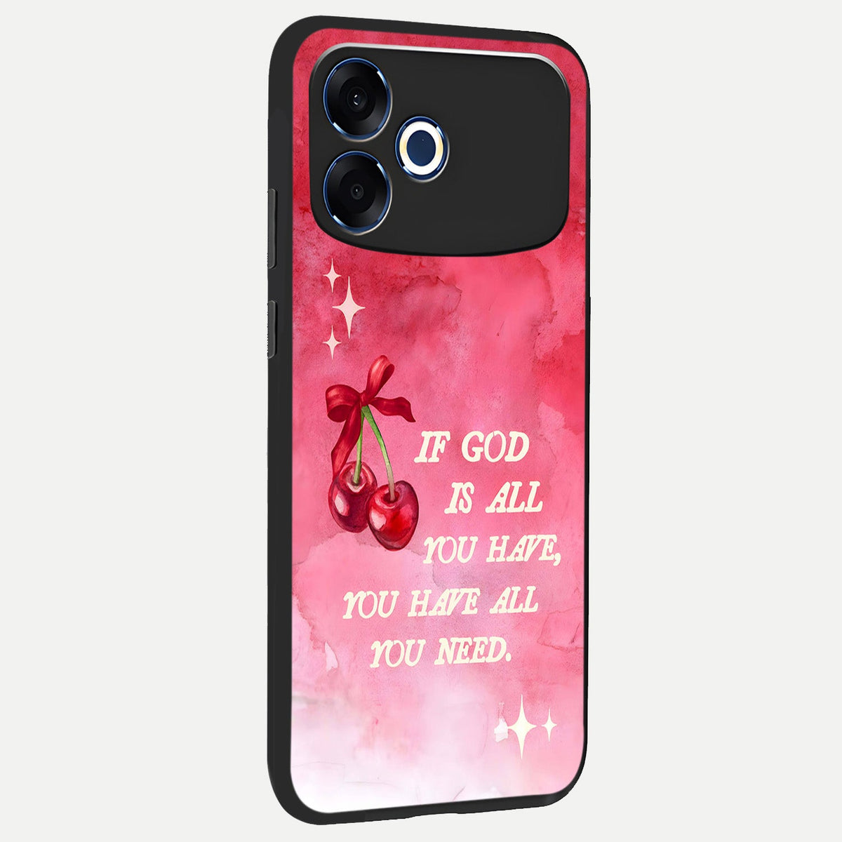 Cherry Quote back cover For Oppo F33 Pro 5G slim fit glass case with vibrant aesthetic design