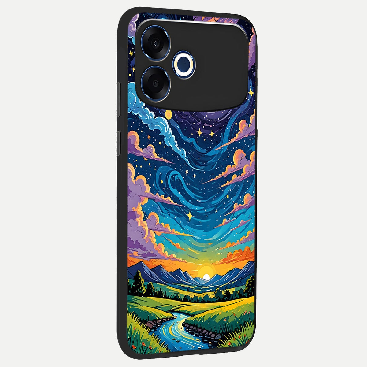 Dreamy Night Landscape back cover For Oppo F33 Pro 5G slim fit glass case with vibrant aesthetic design