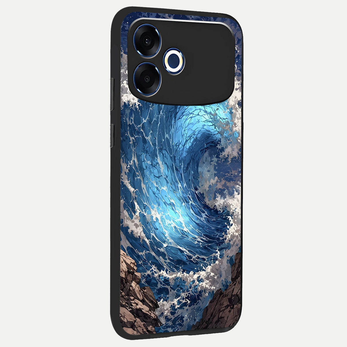 Giant Ocean Wave back cover For Oppo F33 Pro 5G slim fit glass case with vibrant aesthetic design