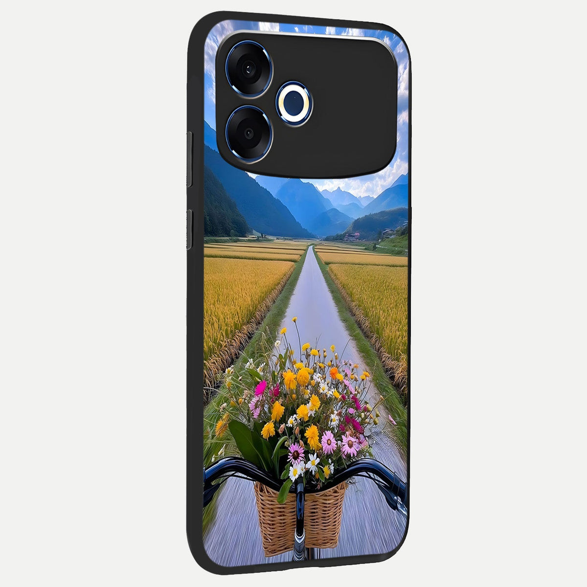 Golden Field Journey back cover For Oppo F33 Pro 5G slim fit glass case with vibrant aesthetic design