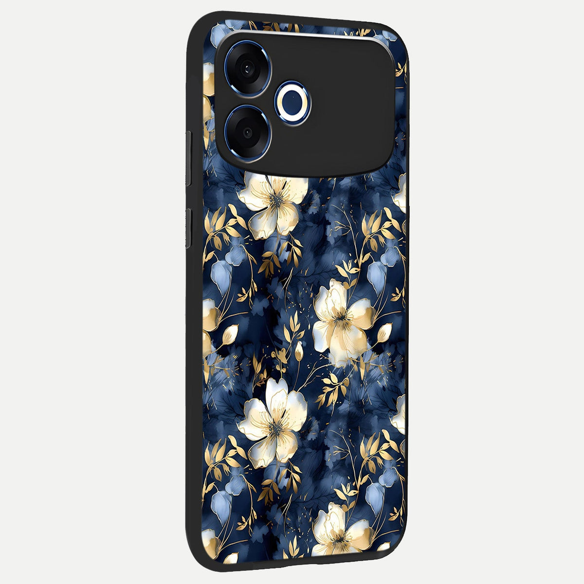 Golden Midnight Bloom back cover For Oppo F33 Pro 5G slim fit glass case with vibrant aesthetic design