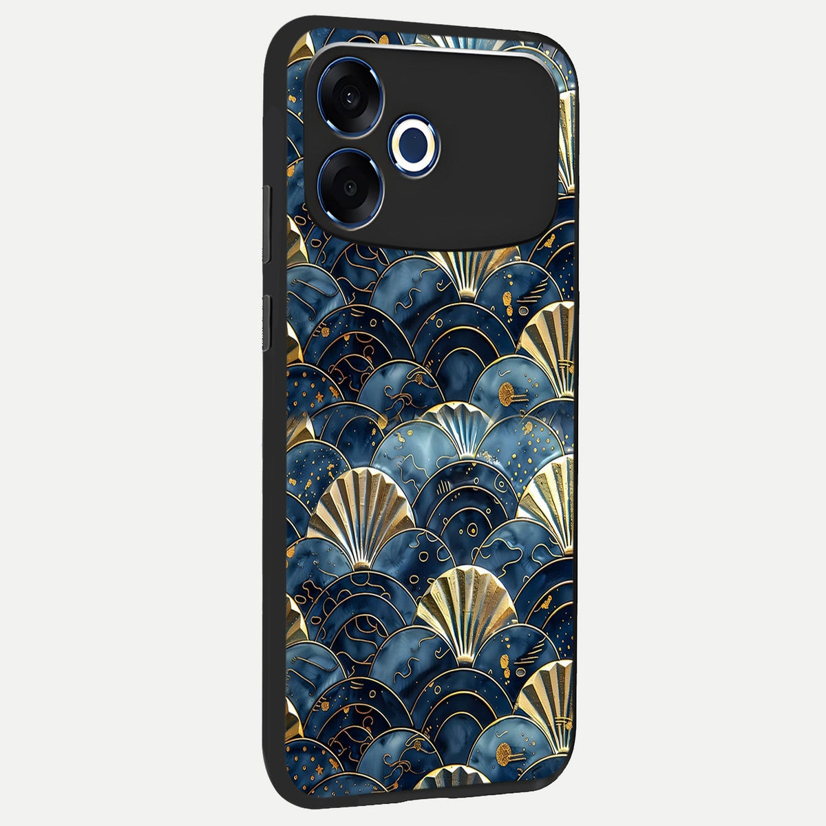 Golden Wave Luxe back cover For Oppo F33 Pro 5G slim fit glass case with vibrant aesthetic design