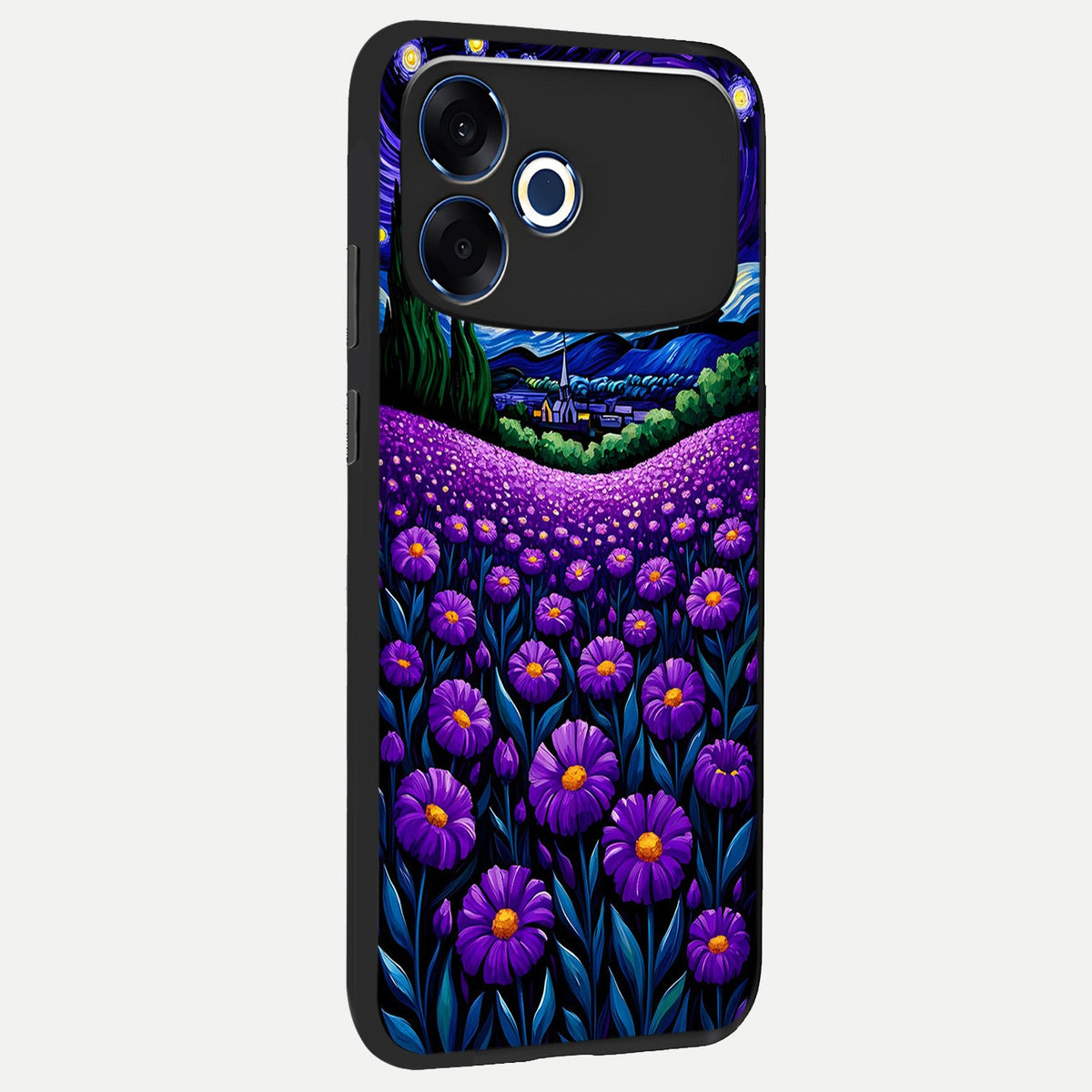 Lavender Moon Field back cover For Oppo F33 Pro 5G slim fit glass case with vibrant aesthetic design