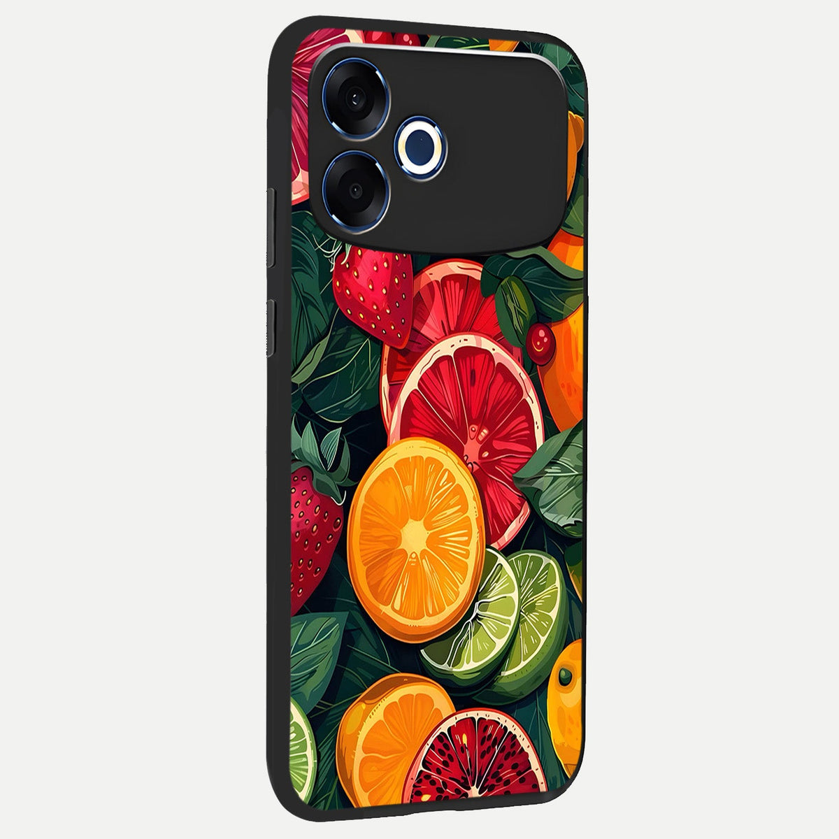 Multiple Fruits back cover For Oppo F33 Pro 5G slim fit glass case with vibrant aesthetic design