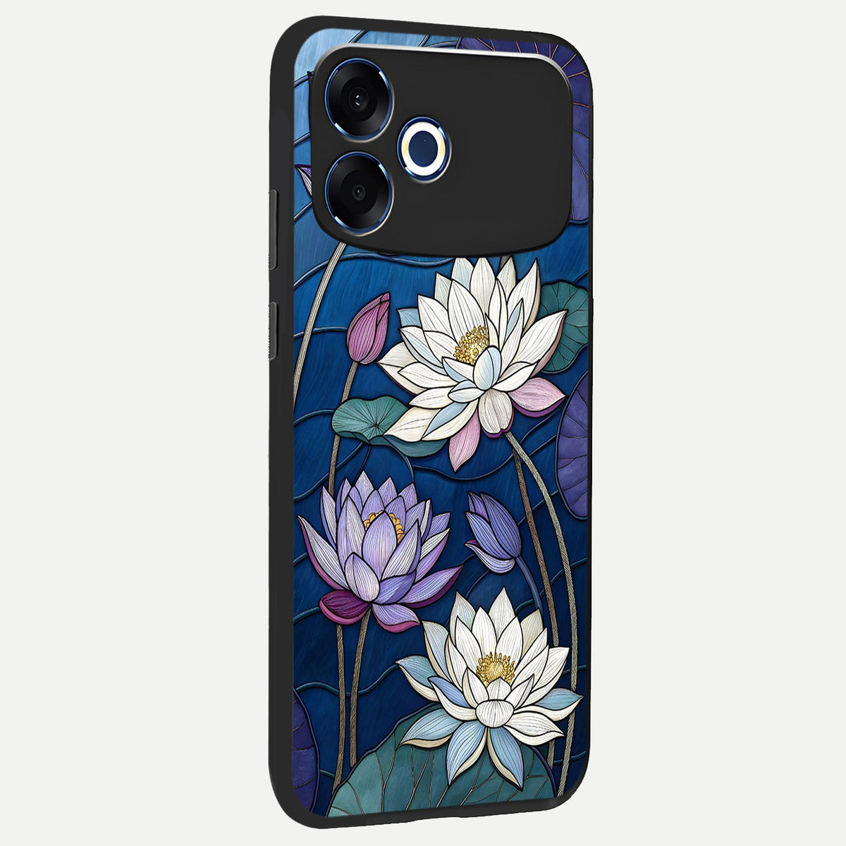 Purple Lotus Stained back cover For Oppo F33 Pro 5G slim fit glass case with vibrant aesthetic design