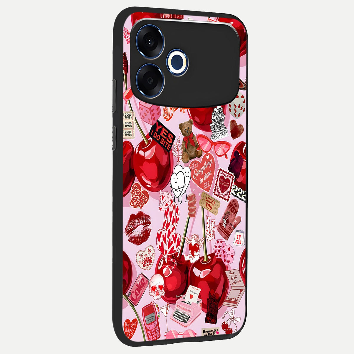 Sweet Cherry Chaos back cover For Oppo F33 Pro 5G slim fit glass case with vibrant aesthetic design