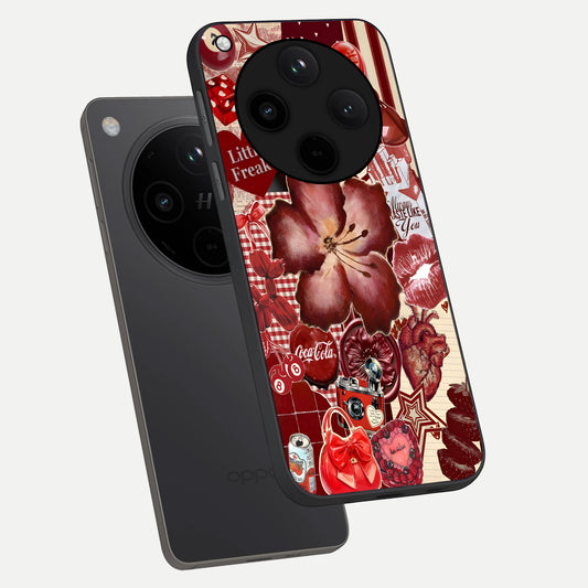 Aesthetic Little Freak phone case For Oppo Find X8 showing premium glass back cover with detailed artwork