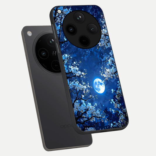 Blossom Moonlight Sky phone case For Oppo Find X8 showing premium glass back cover with detailed artwork
