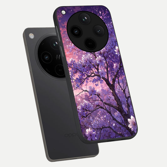 Blossom Tree phone case For Oppo Find X8 showing premium glass back cover with detailed artwork