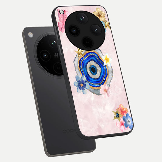 Divine Aura Bloom phone case For Oppo Find X8 showing premium glass back cover with detailed artwork