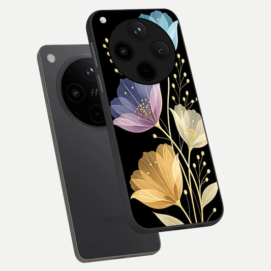 Flower Bloom Glow phone case For Oppo Find X8 showing premium glass back cover with detailed artwork